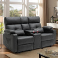 Power Reclining Loveseat with Console, Power Loveseat Recliner Sofa with Heat and Massage, Extended Footrest, Wall Hugger RV Recliner with Cup Holders, Lumbar Support for Living Room