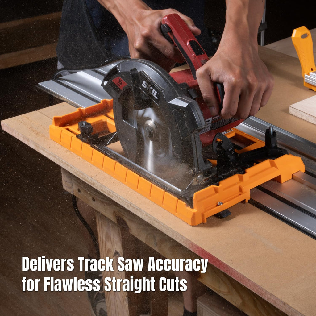 POWERTEC 72388 Circular Saw Track Plate with 24, 36, 50 Inch Straight Edge Clamps, Tool-Free Mounting System, Adjustable Fence for Fast and Accurate Cuts