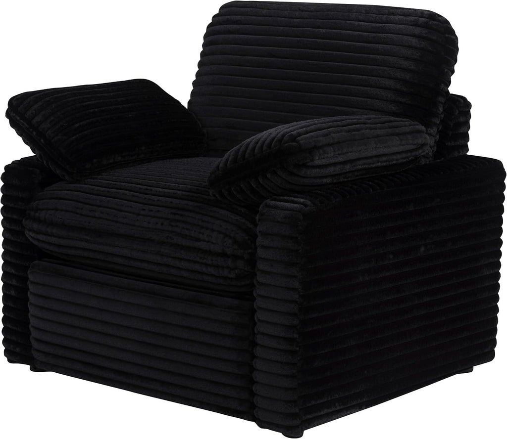 Coaster Home Furnishings - Collins - Wood and Fabric - Power Recliner with Horizontal Tufted Detail, Padded Arms, and Reversible Cushions - Living Room - Black - 610363P