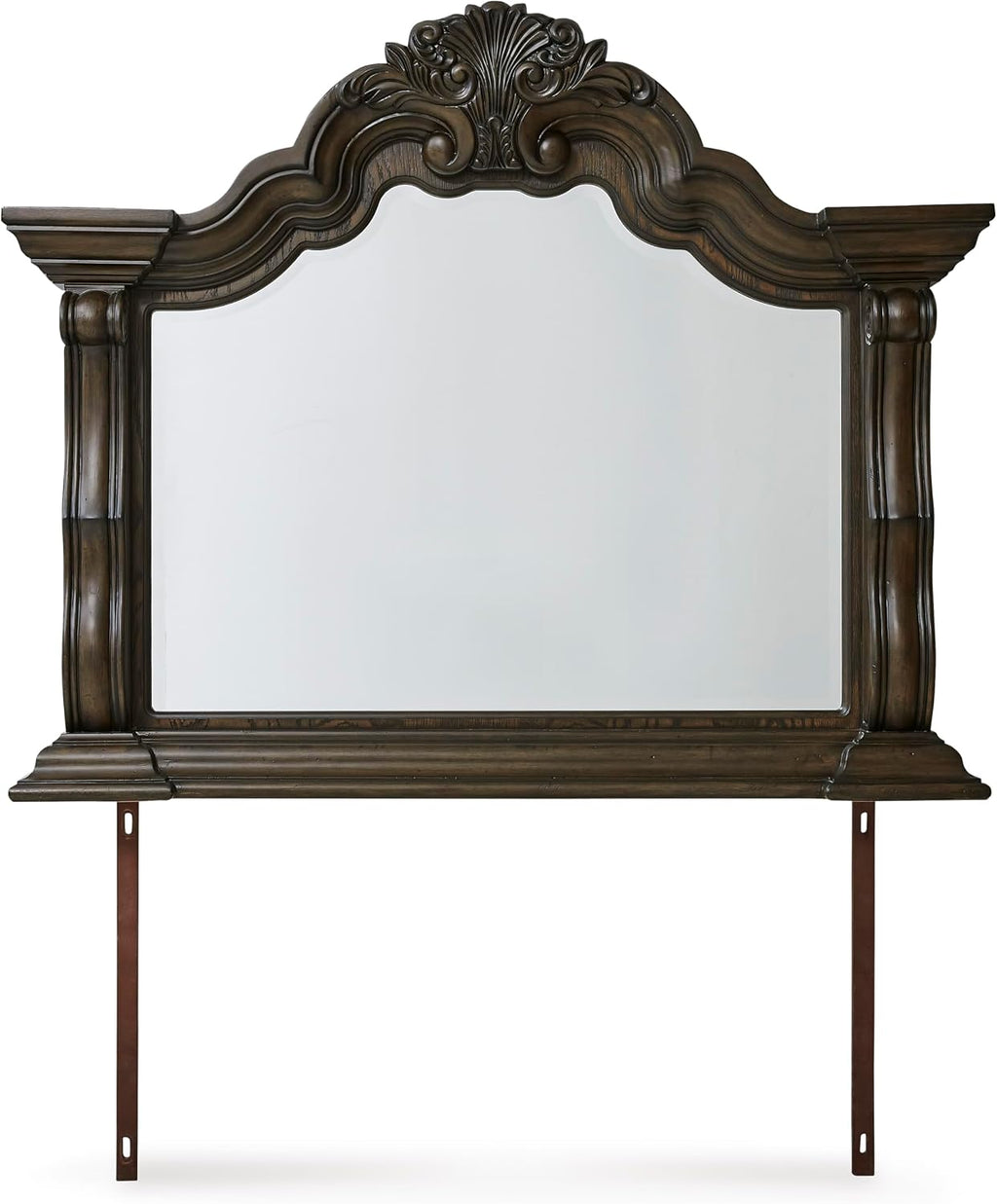 Signature Design by Ashley Maylee 6 Drawer Traditional Dresser with Mirror, Bedroom Chest of Drawers, Hardwood Solids, Oak & Ash Swirl Veneers, MDF Substrates, Cast Resin, Dark Brown