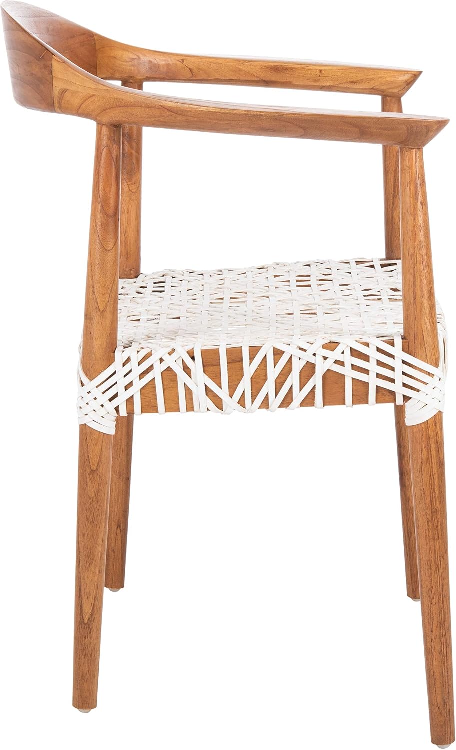 Safavieh Home Collection Juneau Leather Woven Natural and Off-White Accent Chair
