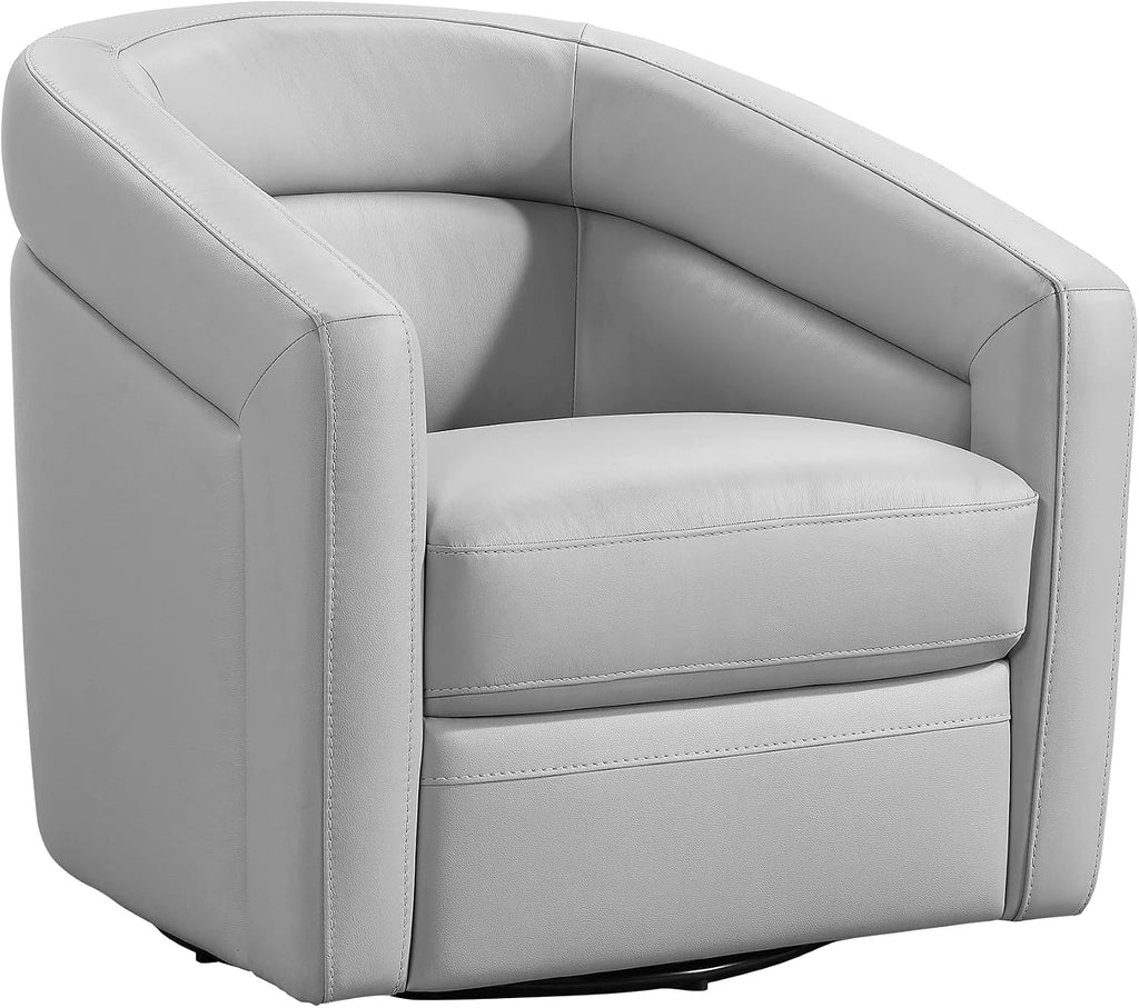 Armen Living Desi Contemporary Leather Swivel Living Room Accent Chair, 32' Wide, Dove Gray,LCDSCHDV