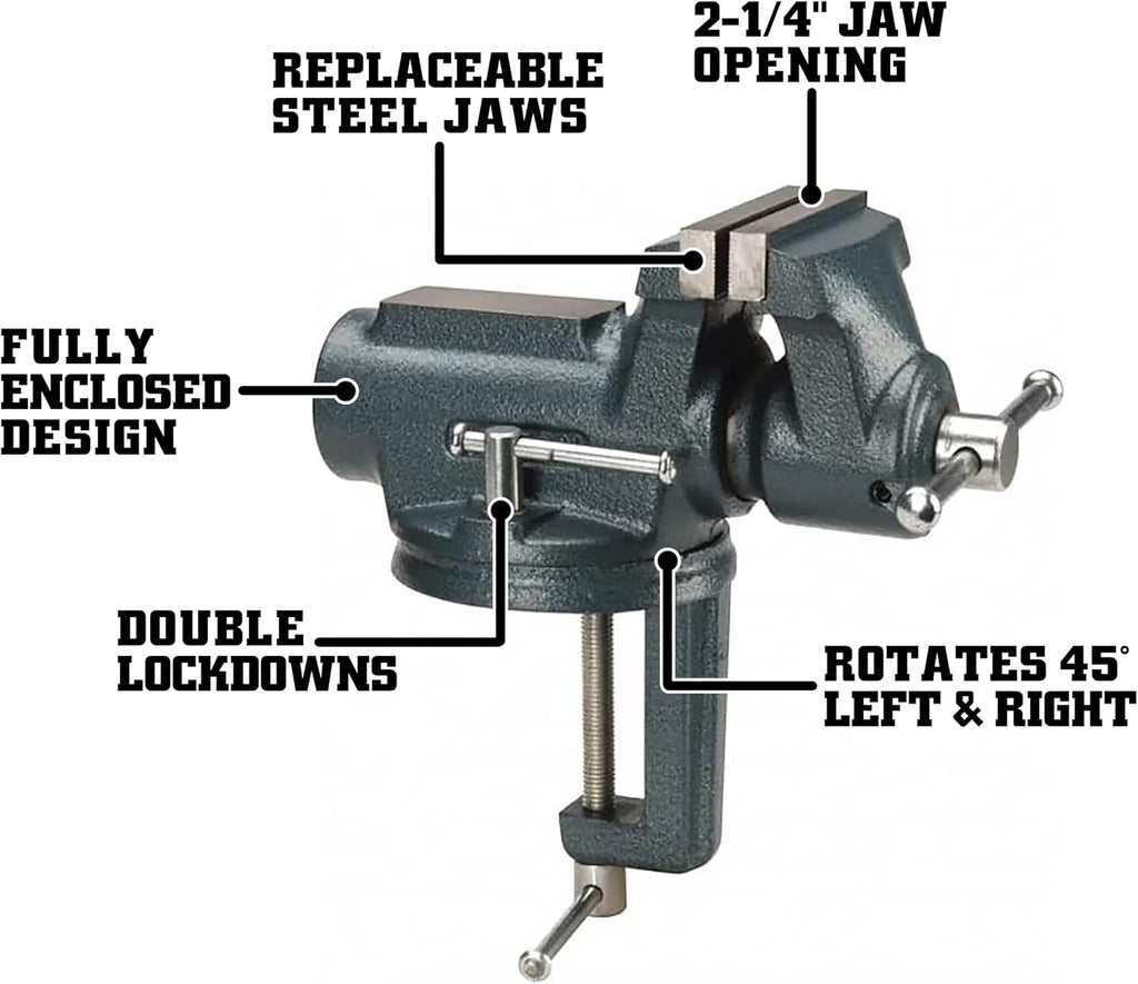 Wilton Super-Junior Clamp-On Vise, 4' Jaw Width, 2-1/4' Jaw Opening, 2' Throat (Model CBV-100)