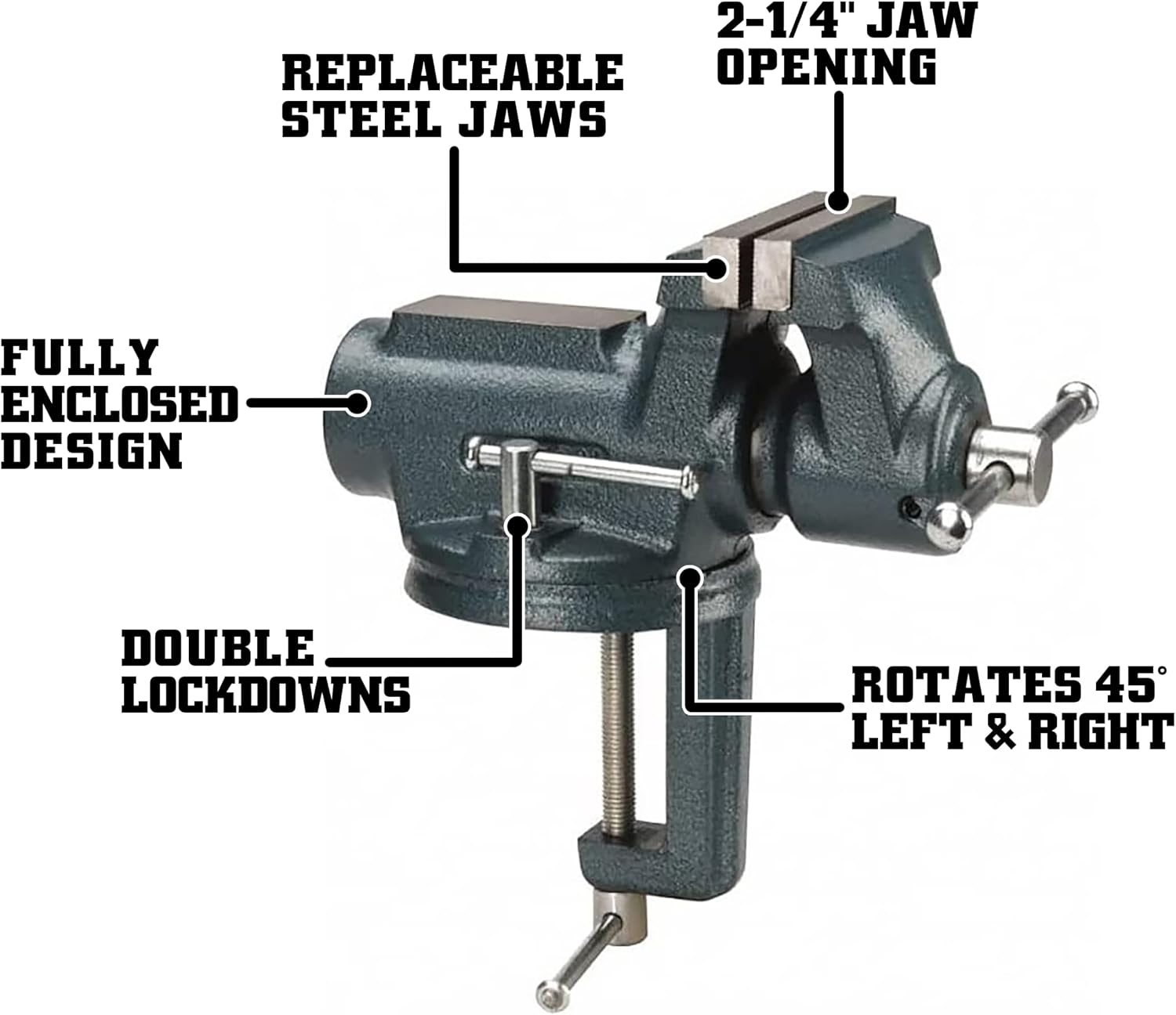 Wilton Super-Junior Clamp-On Vise, 4' Jaw Width, 2-1/4' Jaw Opening, 2' Throat (Model CBV-100)