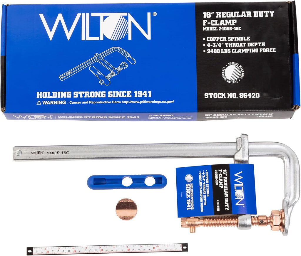 Wilton Spark-Duty Regular F-Clamp, 16' Opening, 4-3/4' Throat, 2660 Lbs. Clamping Force (Model 2400S-16C)