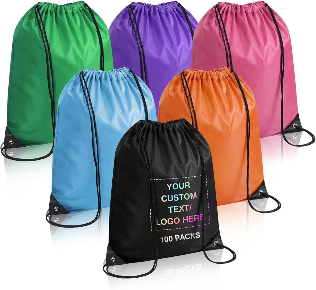 100 Pack Custom Drawstring Backpacks–Personalized Gym Backpack with Initials Name–Drawstring Bags for Climb Swimming Travel Beach Party Club(Multi-Color)