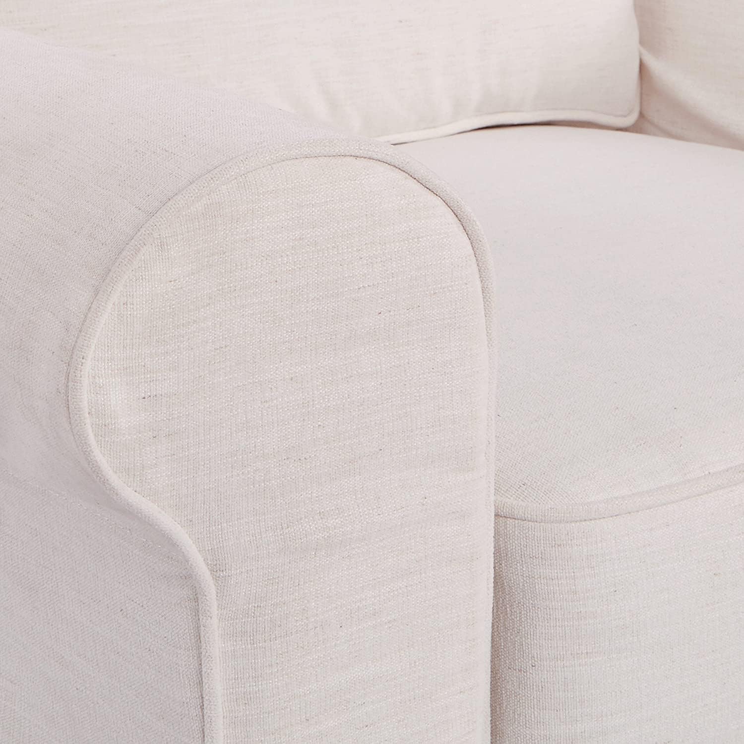 OSP Home Furnishings Ashton Rolled Arm Loveseat with Slipcover, Ivory