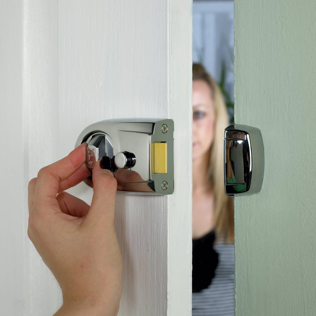 Yale P-Y3-SC-SC-60 - Contemporary Nightlatch - 60mm - Satin Chrome Finish - Standard Security