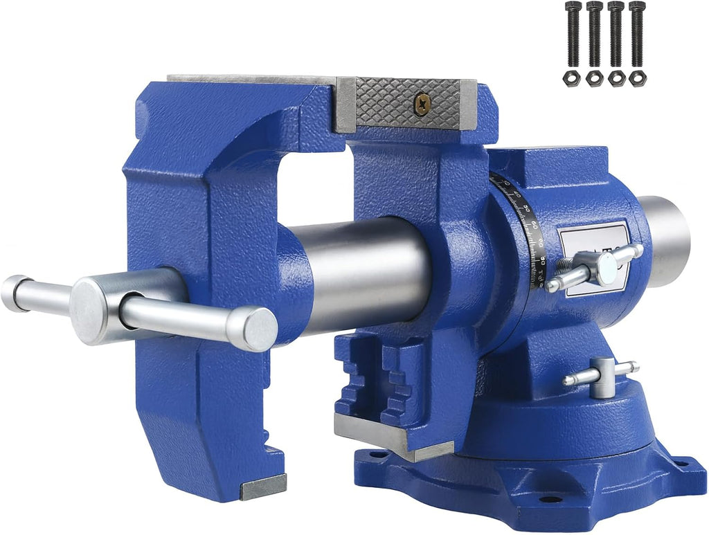 FATO 5 Inch Bench Vise Heavy Duty – Ductile Iron Workbench Vise with 360° Swivel Base & Anvil, 8800 Lbs Clamping Force, 4.92' Jaw Width, 3.94' Opening, for Woodworking, Metalworking, Garage DIY, Blue