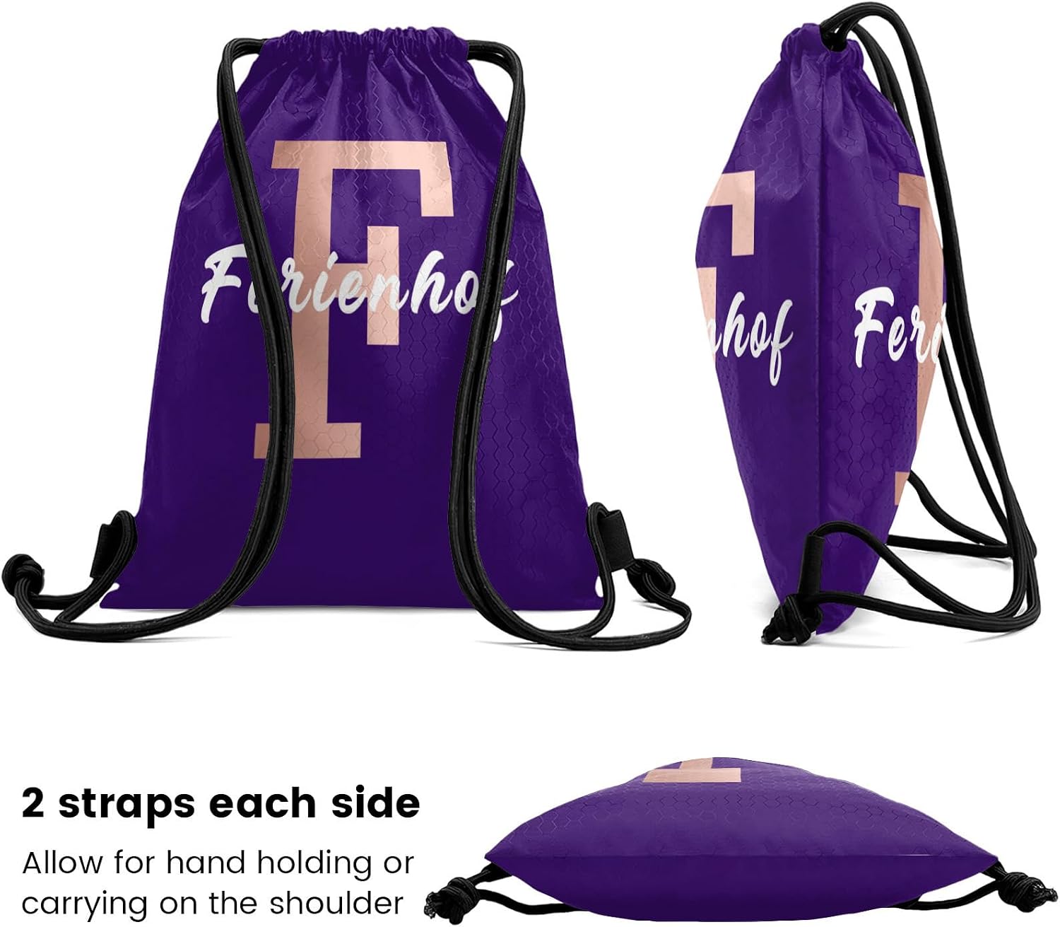 Custom Drawstring Backpack with Logo/Text Personalized Bulk Beach Draw String Bags for Small Business Swim Sport Camping Vacation Travelling Gym Men Women-50 PCS