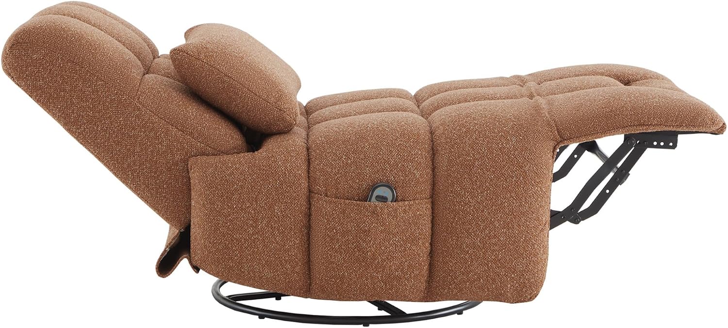 Watson & Whitely Oversized Power Recliner Chair for Adults, Swivel Rocker Recliner Chair with Lumbar Support, Ultra-Comfy Glider Recliner for Living Room Theater Seating Single Sofa, Terracotta