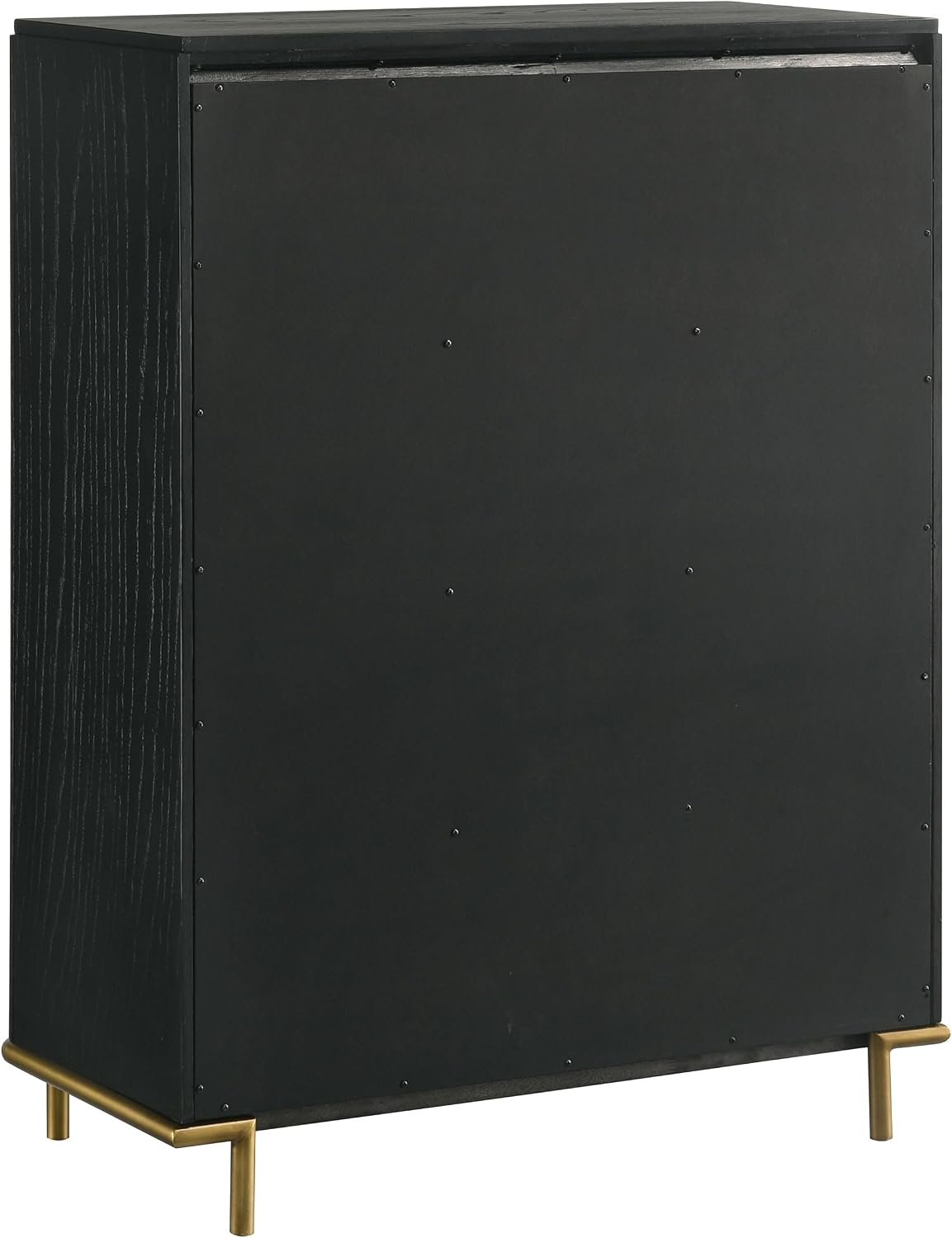 Coaster Home Furnishings - Arini - Wood - 5-Drawer Chest with Rounded Corners, Gold Knobs, Hidden Drawer and Wire-Brushed Finish - Coastal - Bedroom - Black - 224335