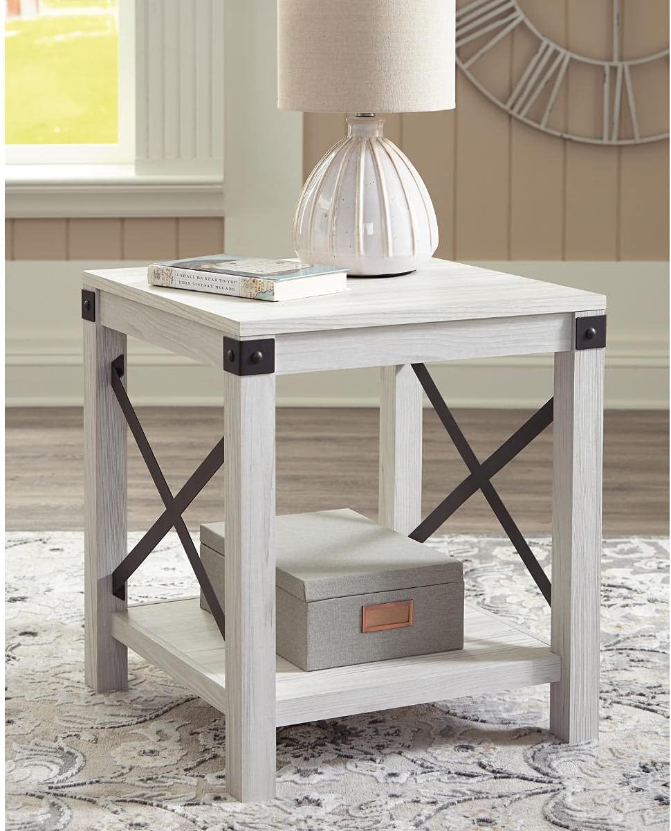 Signature Design by Ashley Bayflynn Modern Farmhouse End Table, Whitewash