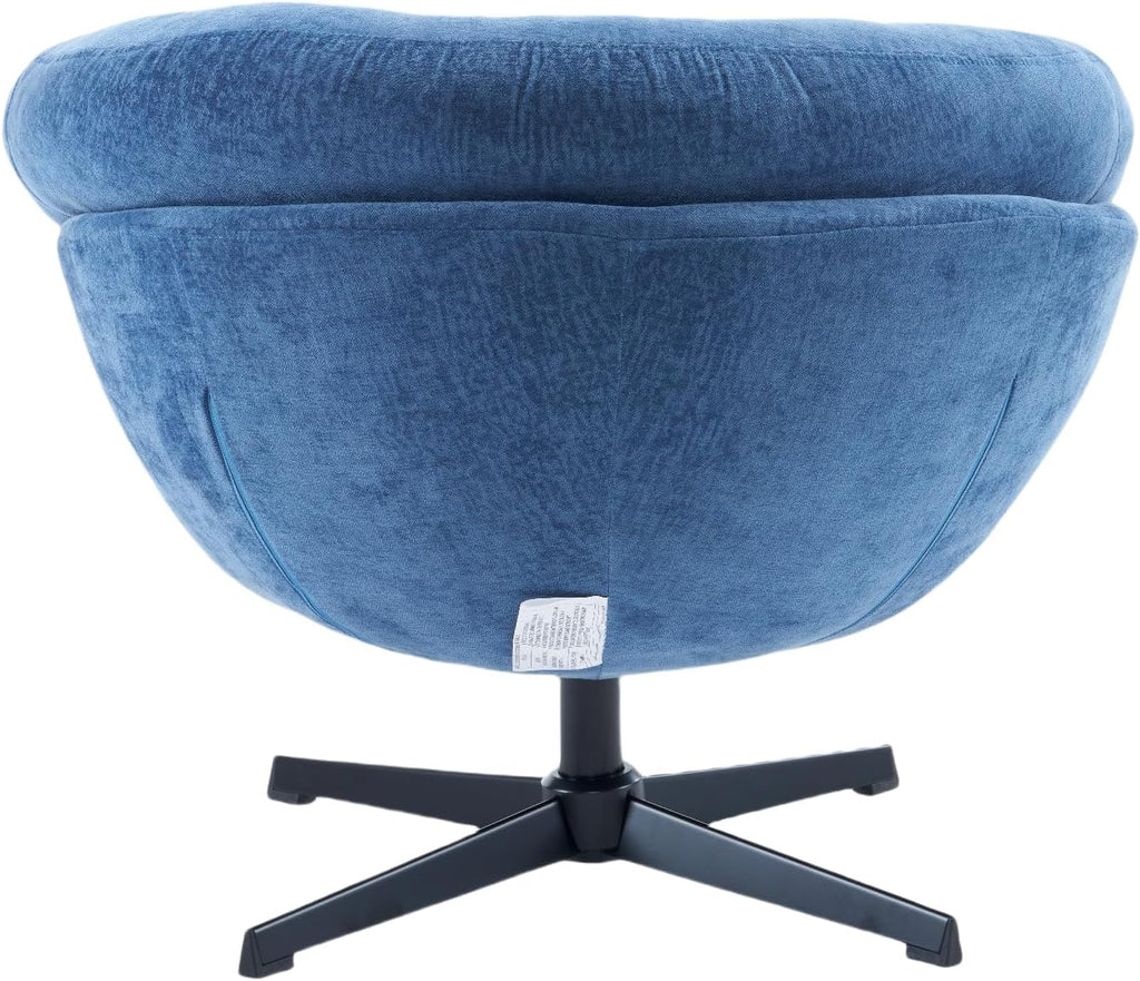 Christopher Knight Home 360° Swivel Club Chair,Chenille Upholstered Accent Chair with Removable Cushion, Round Office Chair with Black Metal Base,Navy Blue