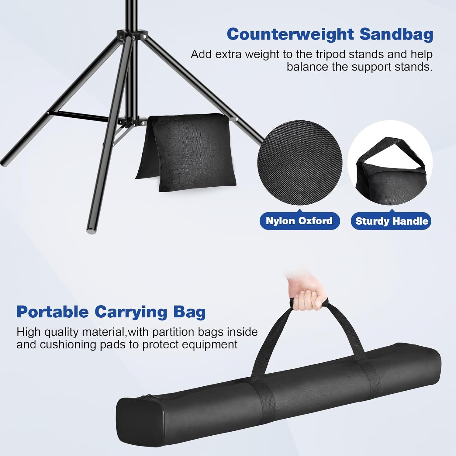 12 x 10ft Photo Video Studio Heavy Duty Backdrop Stand, Adjustable Photography Background Support Systemt Kit with Shock-Proof Spring, 2 Sandbags, Carrying Bag, 6 Clamps