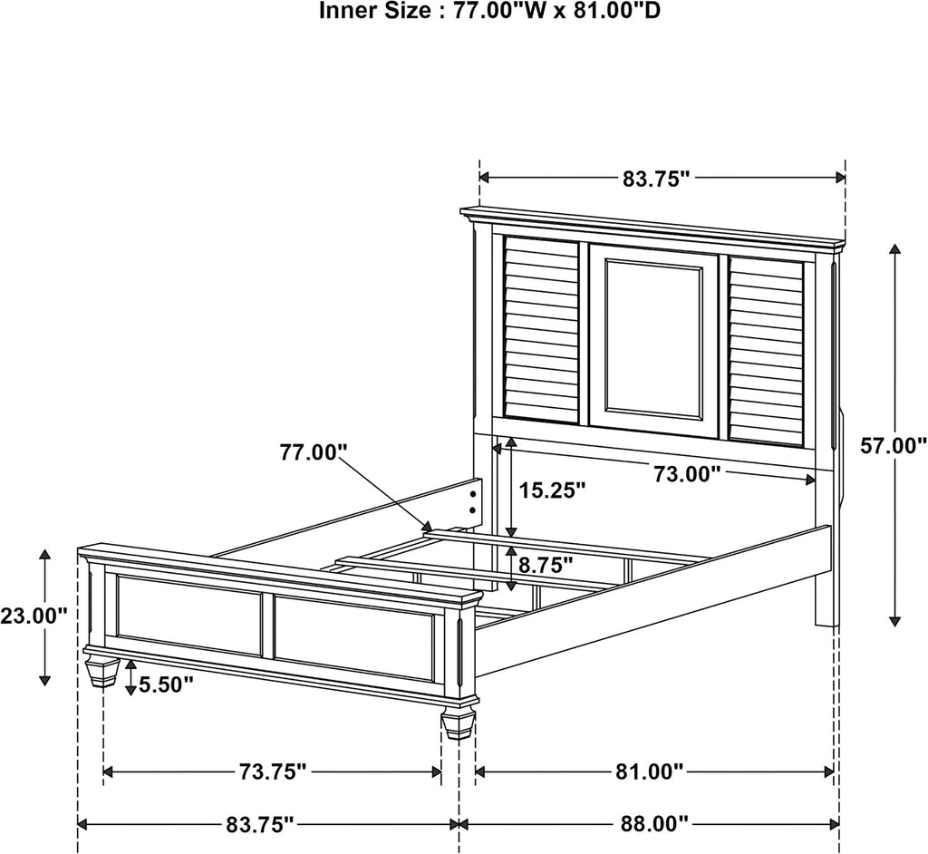 Coaster Home Furnishings Franco Farmhouse 4-Piece Bedroom Set Eastern King Size Panel Bed Frame 57-inch Headboard Burnished Oak 200971KE-S4