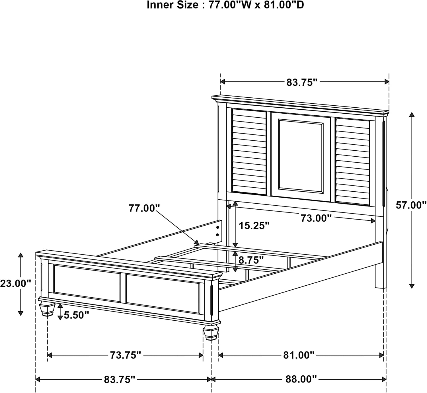 Coaster Home Furnishings Franco Farmhouse 4-Piece Bedroom Set Eastern King Size Panel Bed Frame 57-inch Headboard Burnished Oak 200971KE-S4