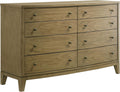 Coaster Home Furnishings - Granada - Solid Pine - 8-Drawer Dresser with Modern Classic Style, Curved Front, Antique Nickel Hardware, Felt-Lined Tops, Round Knobs - Bedroom - Natural Pine - 224923