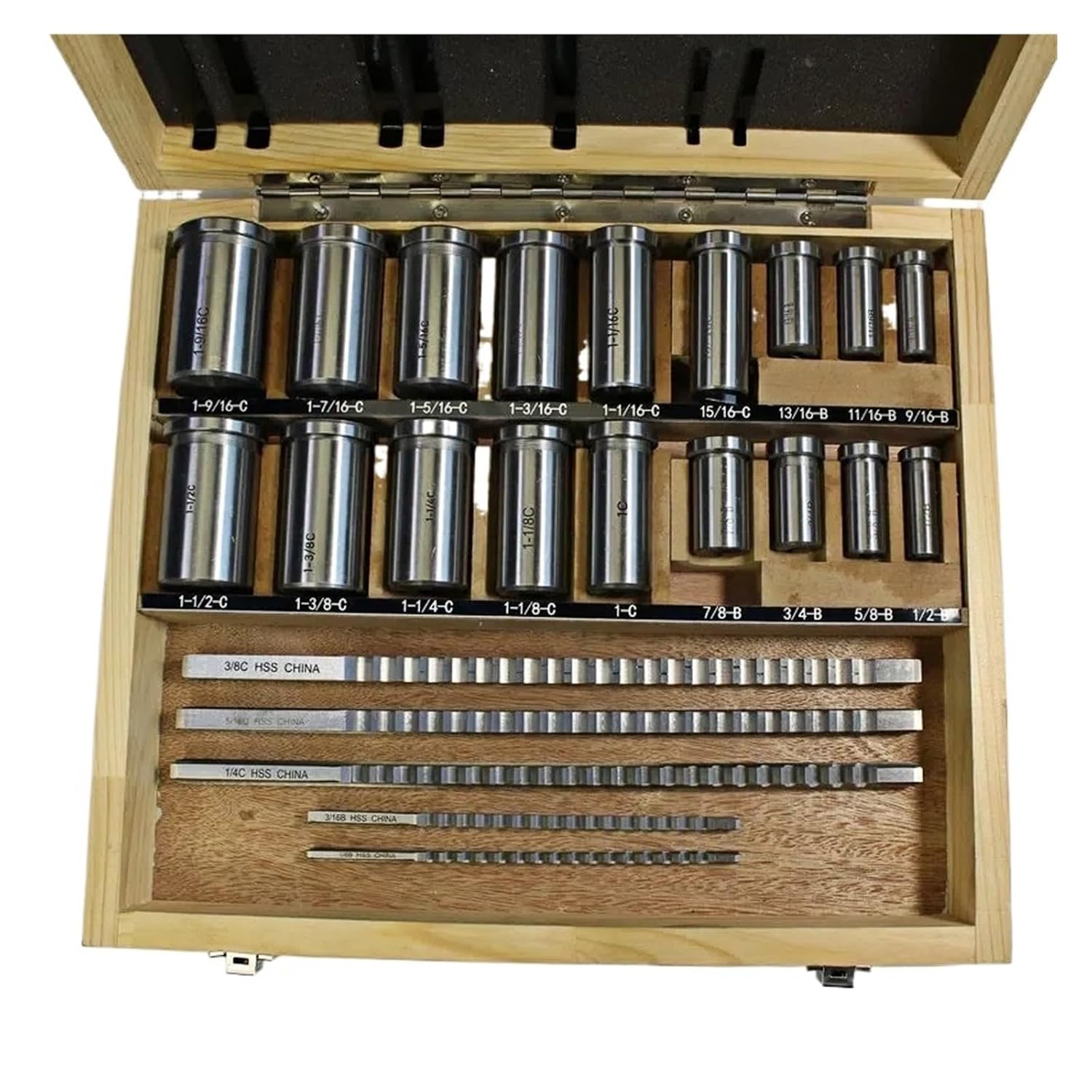 Push-Type Keyway Broach 30pcs Inch Sized HSS Groove Keyway Broach broaches Set Key broaching Tools Tool 5pcs 1/2''-1-1/2''18pcs Bushings 7pcs Shims