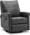 KISLOT Large Leather Recliner Chair Faux Swivel Rocker for Adults Manual Sofa for Living Room Bedroom Home Theater Seating