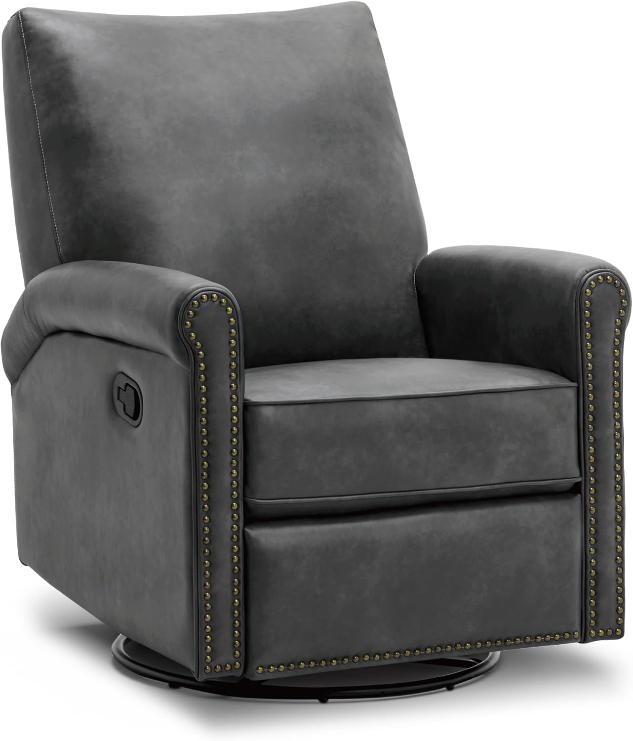 KISLOT Large Leather Recliner Chair Faux Swivel Rocker for Adults Manual Sofa for Living Room Bedroom Home Theater Seating