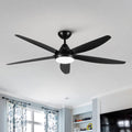 LED Black Ceiling Fan with Light And Remote,56 Inch, Black ABS Blade,For Indoor Outdoor Modern Flush Mount Ceiling Fan