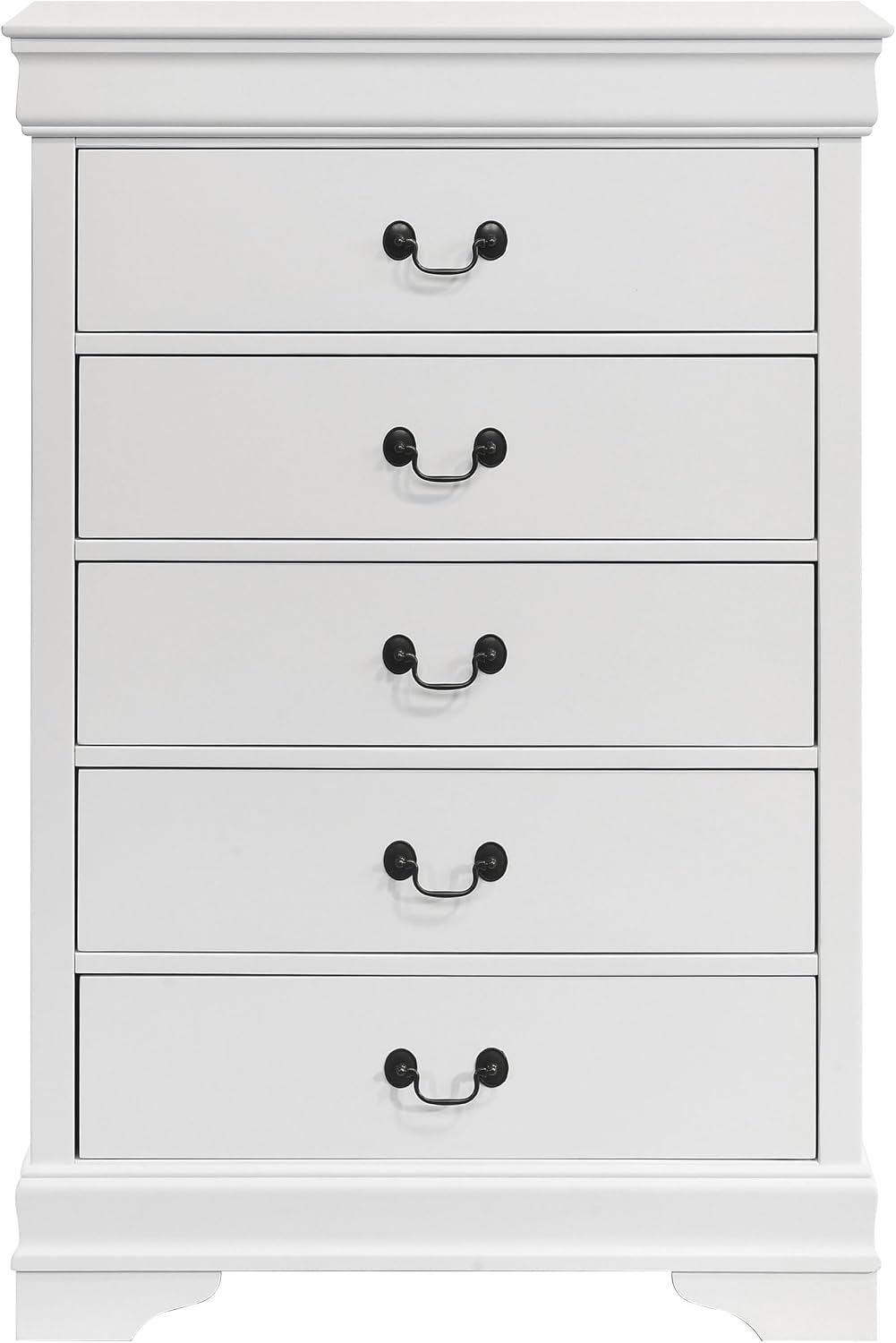 Coaster Home Furnishings - Louis Philippe - Wood - 5-Drawer Chest with Bail Handles, Molded Trim and Bracket Feet - Traditional - Bedroom - White - 202445