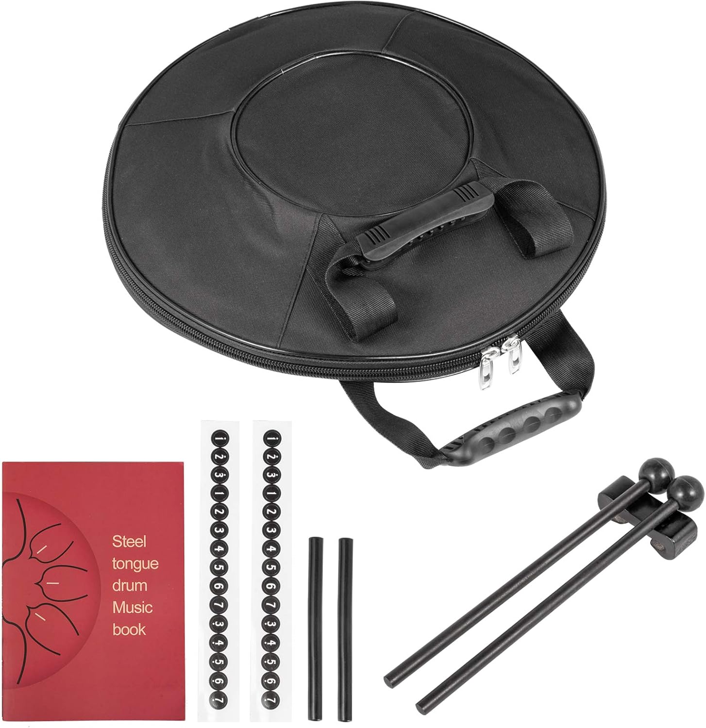 Happybuy Navy Blue Tongue Drum 14 Notes Dish Shape Drum 14 Inches Dia. Manual Percussion Pure Copper Steel Tongues 14 Notes Steel Tongue Handpan Drum with Rope Decoration and Mallets,Bag, Music Book