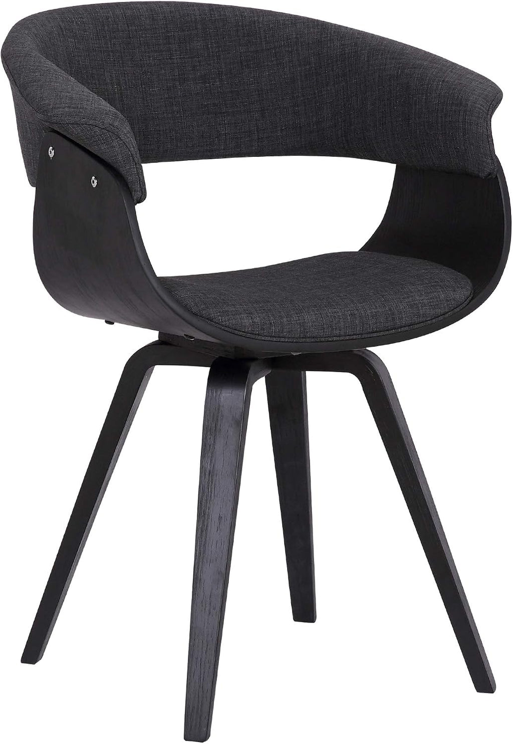 Armen Living Summer Mid Century Modern Dining Accent Chair for Table Kitchen Desk Vanity in Charcoal Fabric and Black Wood Finish