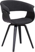 Armen Living Summer Mid Century Modern Dining Accent Chair for Table Kitchen Desk Vanity in Charcoal Fabric and Black Wood Finish