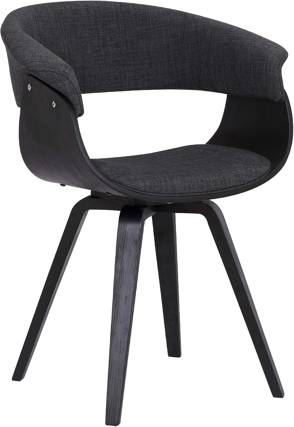 Armen Living Summer Mid Century Modern Dining Accent Chair for Table Kitchen Desk Vanity in Charcoal Fabric and Black Wood Finish