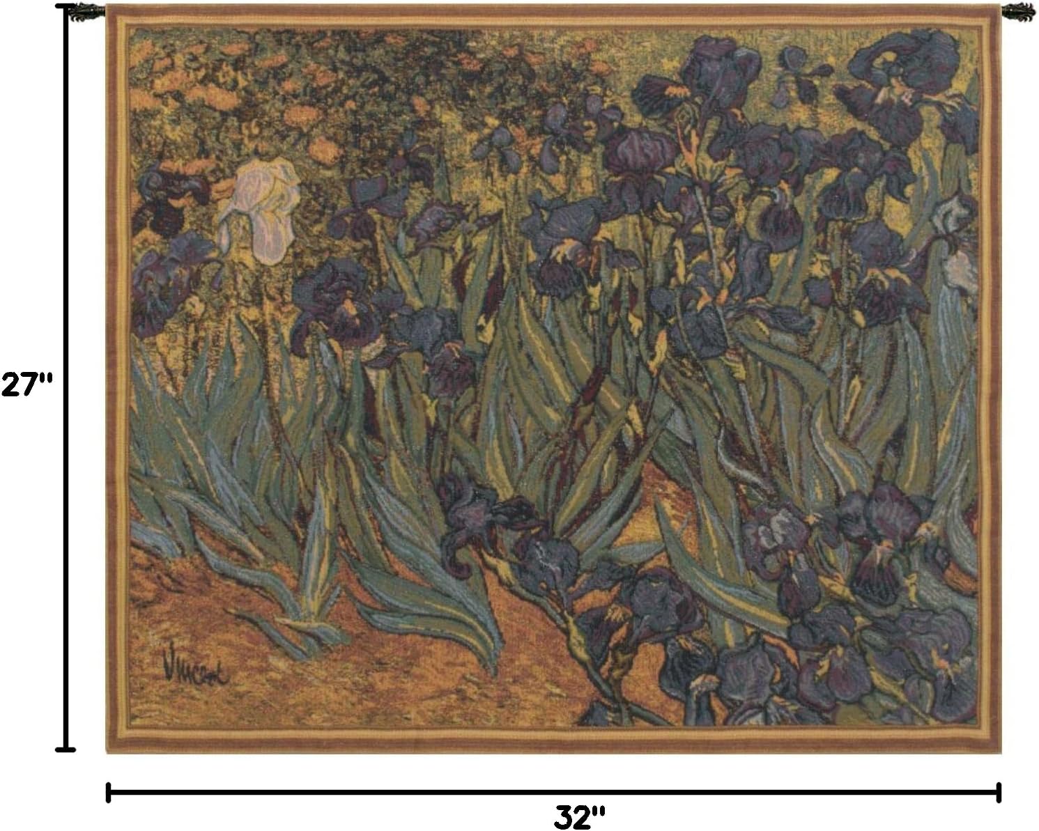 C Charlotte Home Furnishings Inc Iris European Tapestry Wall Hanging | Viscose Cotton and Polyester Blend Wall Art | 27 in. x 32 in | Home Decor Accents | Inspired by Vincent Van Gogh