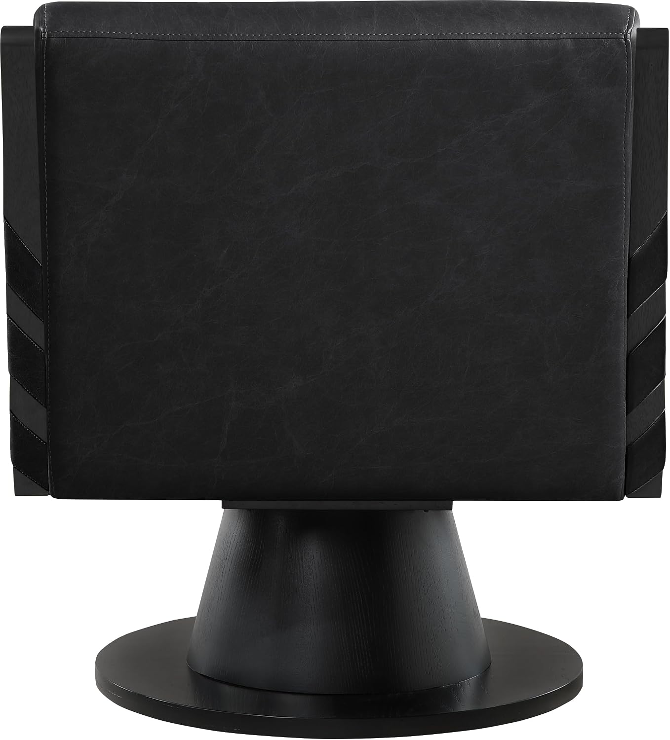 Meridian Furniture 33002Black Millwin Collection Art Deco Swivel Accent Chair with Rich Black Vegan Leather, Black Finish, Solid Wood Frame and Base, 28' W x 30' D x 32.5' H, Black