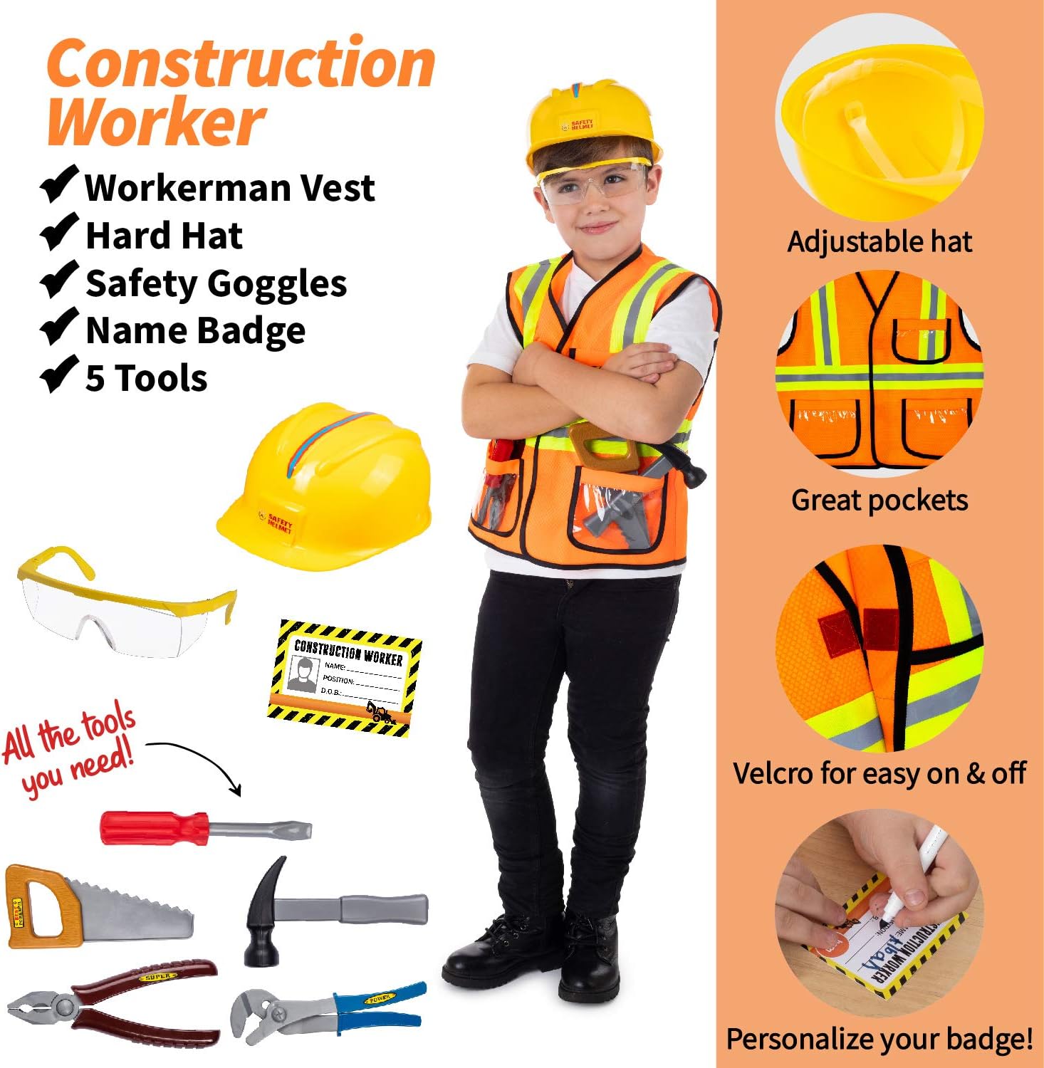 Born Toys 3-in-1 and 6-in-1 Kids' Dress Up & Pretend Play - Kids Costumes for Boys & Girls Ages 3-7 Washable Toddler Dress up Clothes w/Storage Box