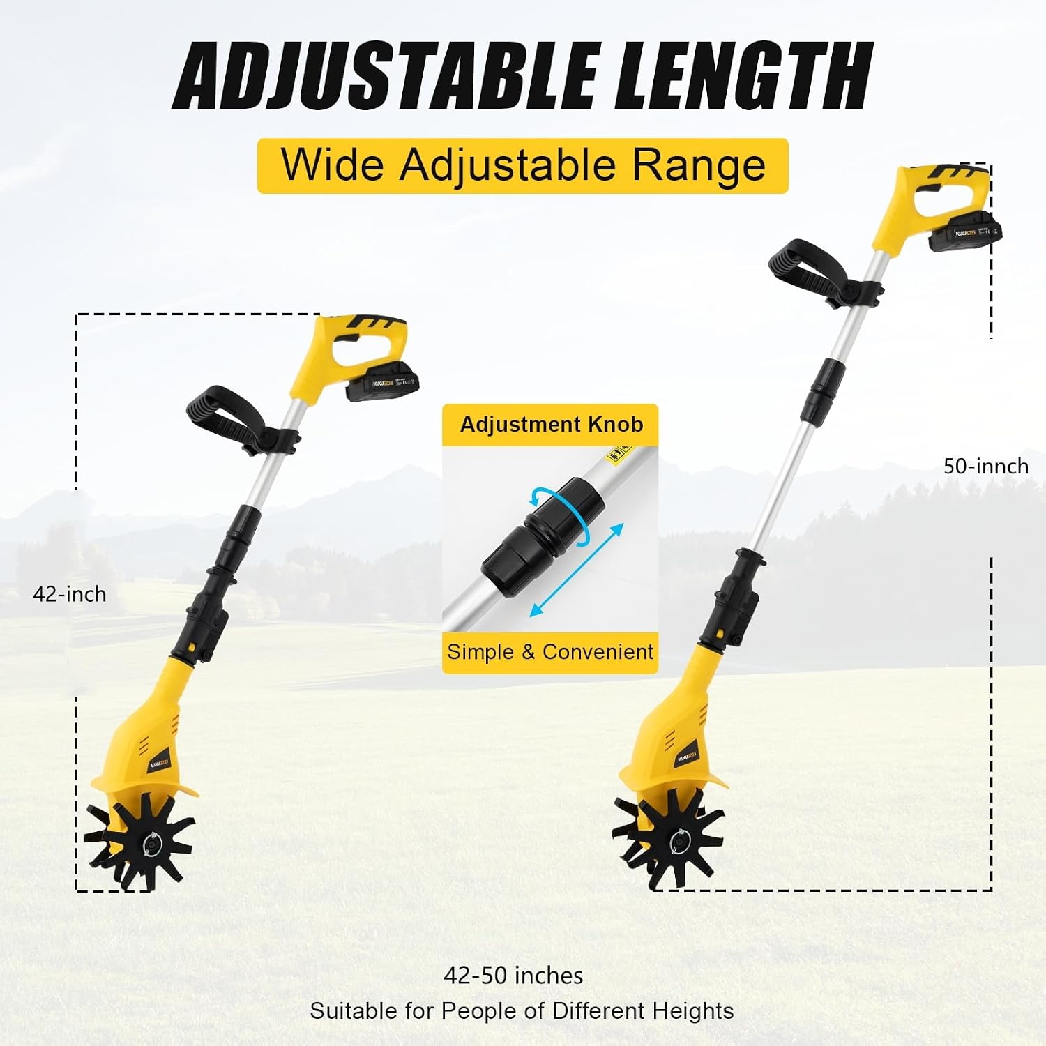Cordless Tiller Cultivator for Gardening, 20V Electric Garden Tiller, 2Ah Battery Powered Garden Rototiller with Charger, Handheld Rotary Tillers for Lawn Gardening Soil Cultivation