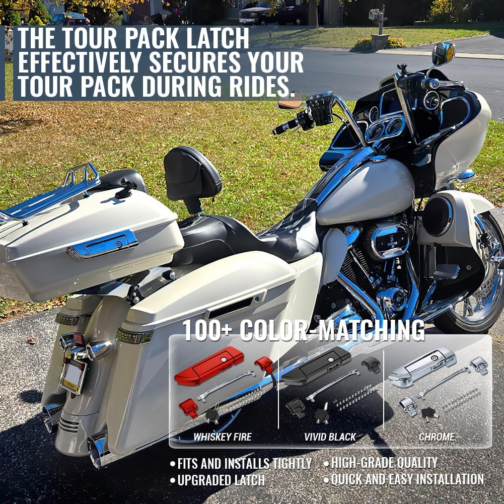 Tour Pack Latches Billiard Blue,Tour Pack Trunk Lid Latch with Keys Fit for Harley Touring/Road King/Road Glide/Street Glide/Electra Glide/Ultra-Classic 2014+