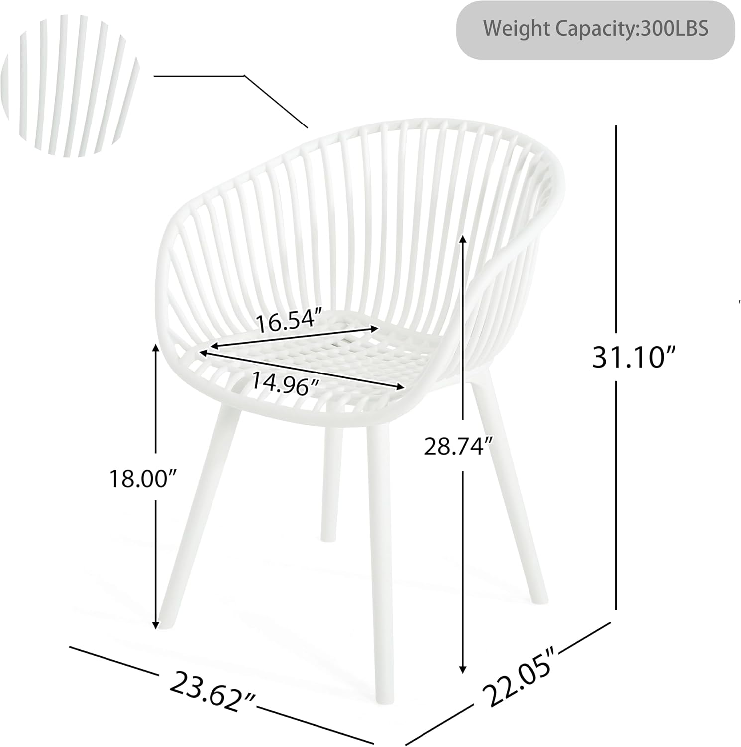 Christopher Knight Home Modern Accent Chair–White Outdoor Patio Chairs Set of 2 – Lounge Chairs for Balcony or Garden – Weave Design – Stylish and Comfortable Seating for Backyard or Terrace