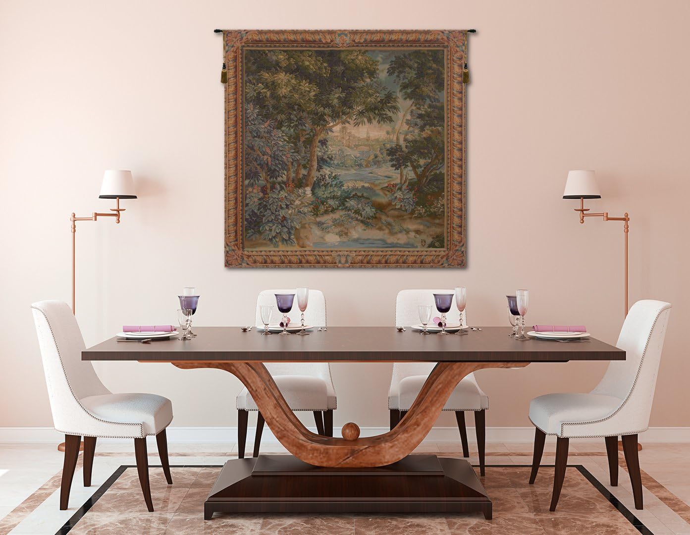 Charlotte Home Furnishings Inc. Verdure Cascade French Tapestry Wall Hanging 58 X 58 Inch Viscose Cotton And Polyester Blend Wall Art Perfect For Home Decor Room Decor And Wall Decor