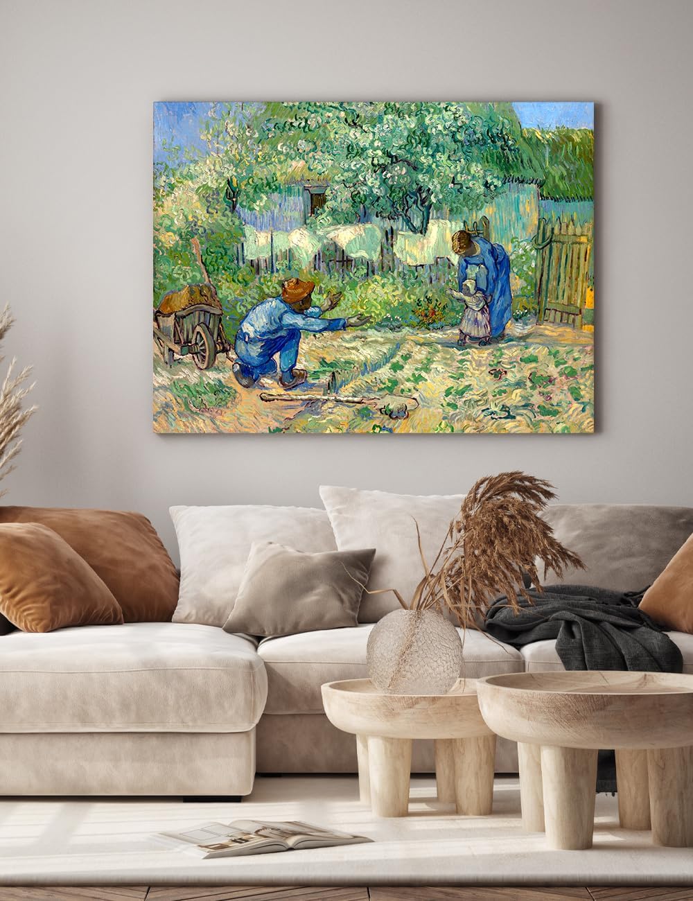 DECORARTS - Vincent Van Gogh First Steps (After Millet) Wall Art, Large Giclee Canvas Print Gallery Wrapped Van Gogh Art 40x30, Made in USA