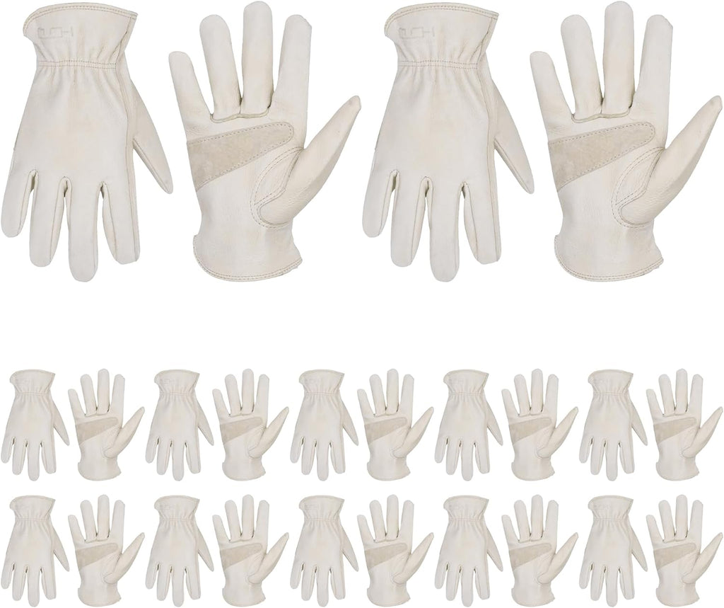 HANDLANDY HLDD 2 Pairs Leather Work Gloves for Men & Women, Reinforced Durable Palm for Welding, Farm, Gardening, Driving