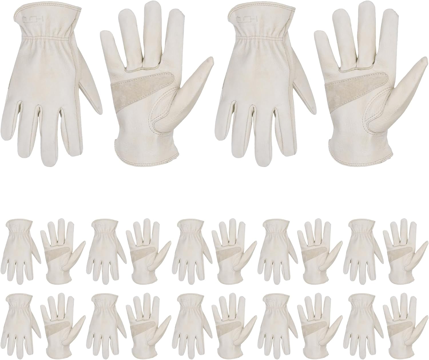 HANDLANDY HLDD 2 Pairs Leather Work Gloves for Men & Women, Reinforced Durable Palm for Welding, Farm, Gardening, Driving