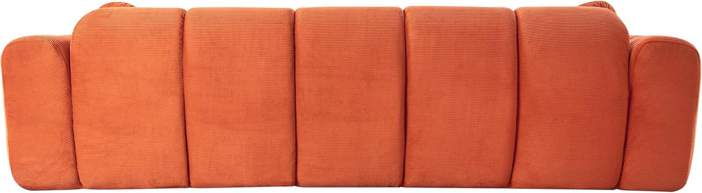 98.4-Inch Oversized Boneless Cloud Couches Deep Seat Foam Sofa Couch with 2 Round Toss Pillows, Luxury Corduroy Upholstered 3 Seat Tufted Loveseat, Cloud Sofa in a Box