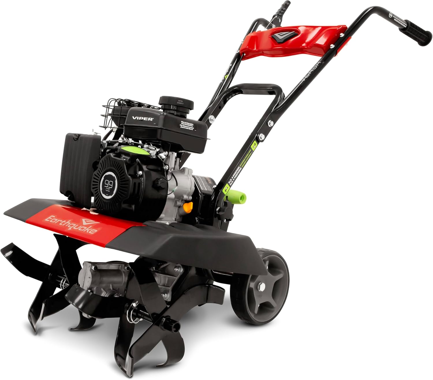Earthquake 20015 Versa 2-in-1 Tiller Cultivator with a 99cc 4-Cycle Viper Engine, 2-in-1 Front Tine Tiller and Cultivator, Removable Side Shields and Outer Tines