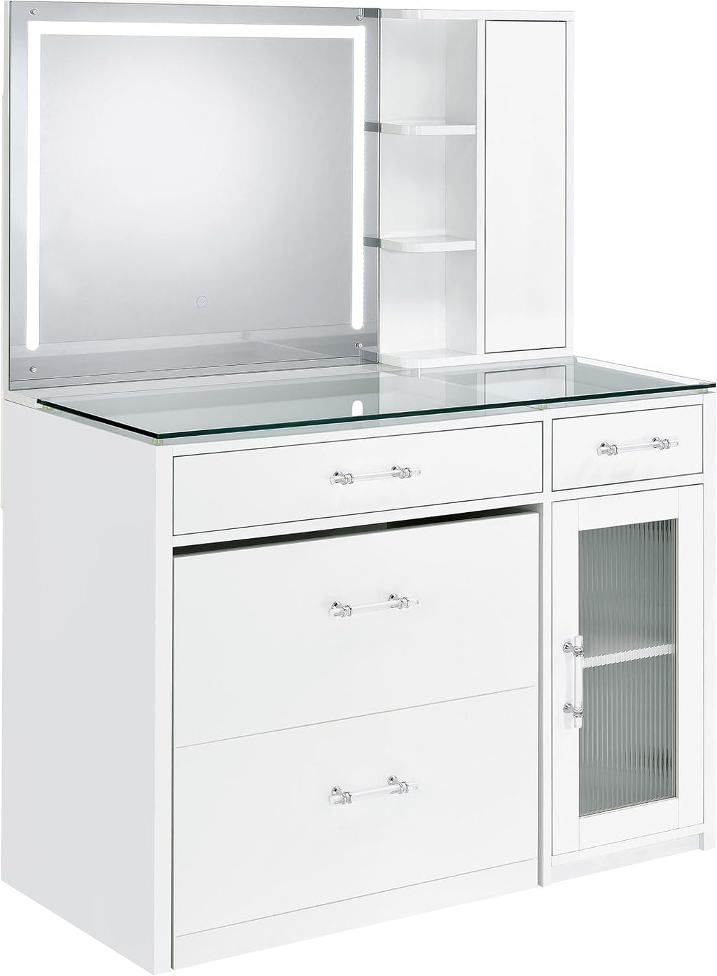 Coaster Home Furnishings Flora 2-Drawer Vanity Set with Led Mirror White High Gloss