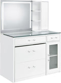 Coaster Home Furnishings Flora 2-Drawer Vanity Set with Led Mirror White High Gloss