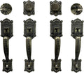 Zita_G Double Front Door Hardware Set, Grip Entry Door Lock Set with Grip Handle and deadbolt, Antique Brass