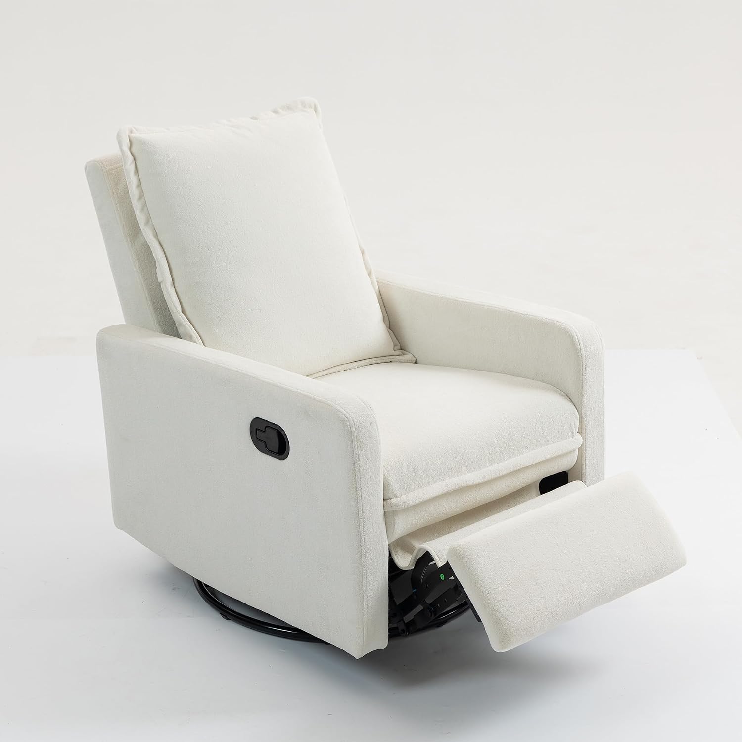ERYE Modern Manual Reclining Chair Lovely Swivel Glider Rocker Chair for Living Room Bedroom Studio, Manual Recliner Armchair 360° Swivel Boucle Upholstered Nursery Armchair