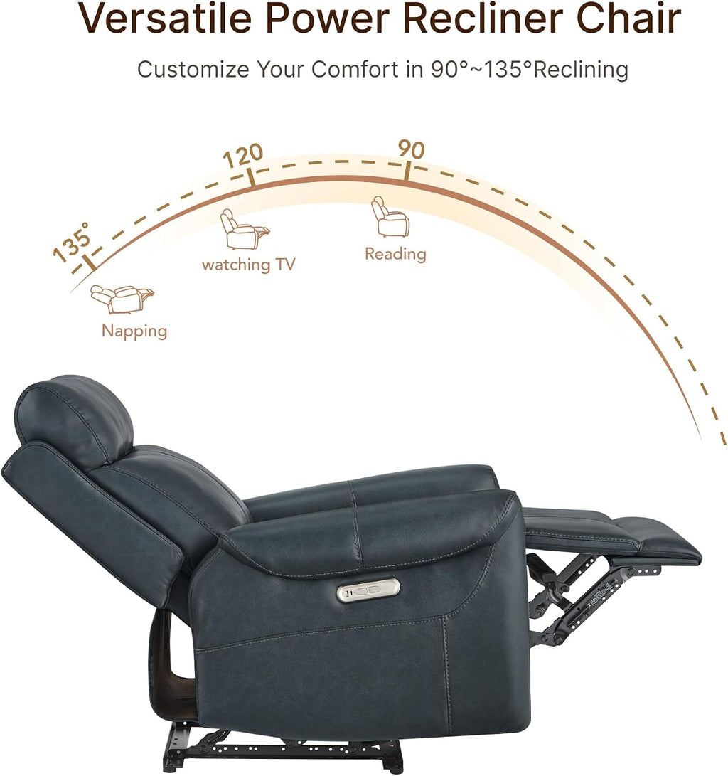 KISLOT Wall Hugger Recliner Chair for Adults, Faux Leather RV Recliner with USB Charging Ports Electric Power Reclining Sofa for Living Room Home Theater Seating Bedroom