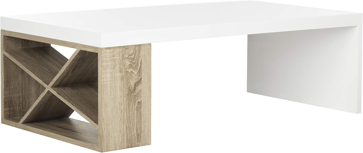 Safavieh Home Collection Carlton White Lacquer and Light Oak Side Coffee Table