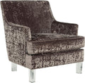 Signature Design by Ashley Gloriann Crushed Velvet Glam Accent Chair with Acrylic Legs, Charcoal Gray
